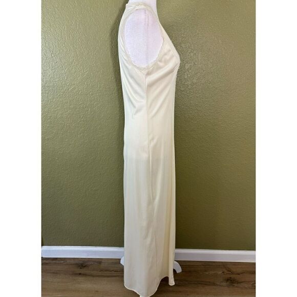 Valisere Paris Size S Semi Sheer Satin Nightgown Ivory Embroidered Lace Vintage - Picture 4 of 9